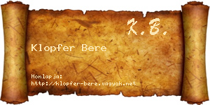 Klopfer Bere névjegykártya